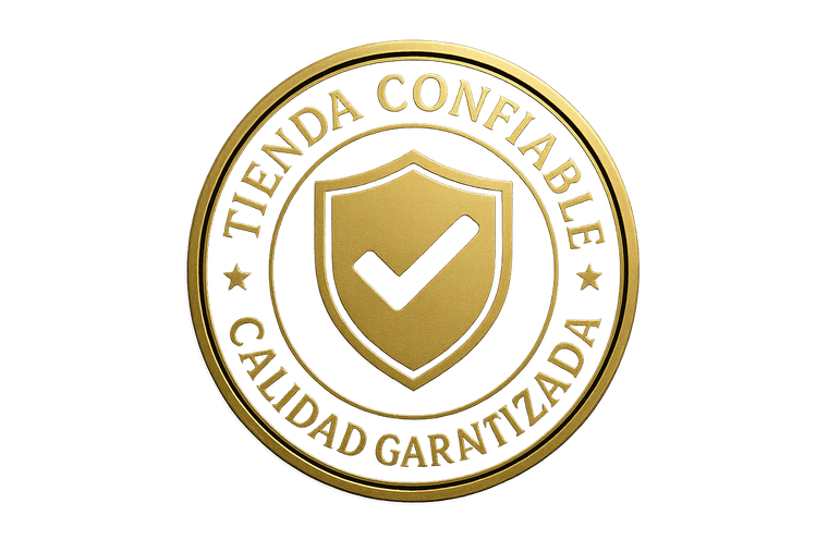 sello de calidad y confianza de tienda online colores dorado con negro
